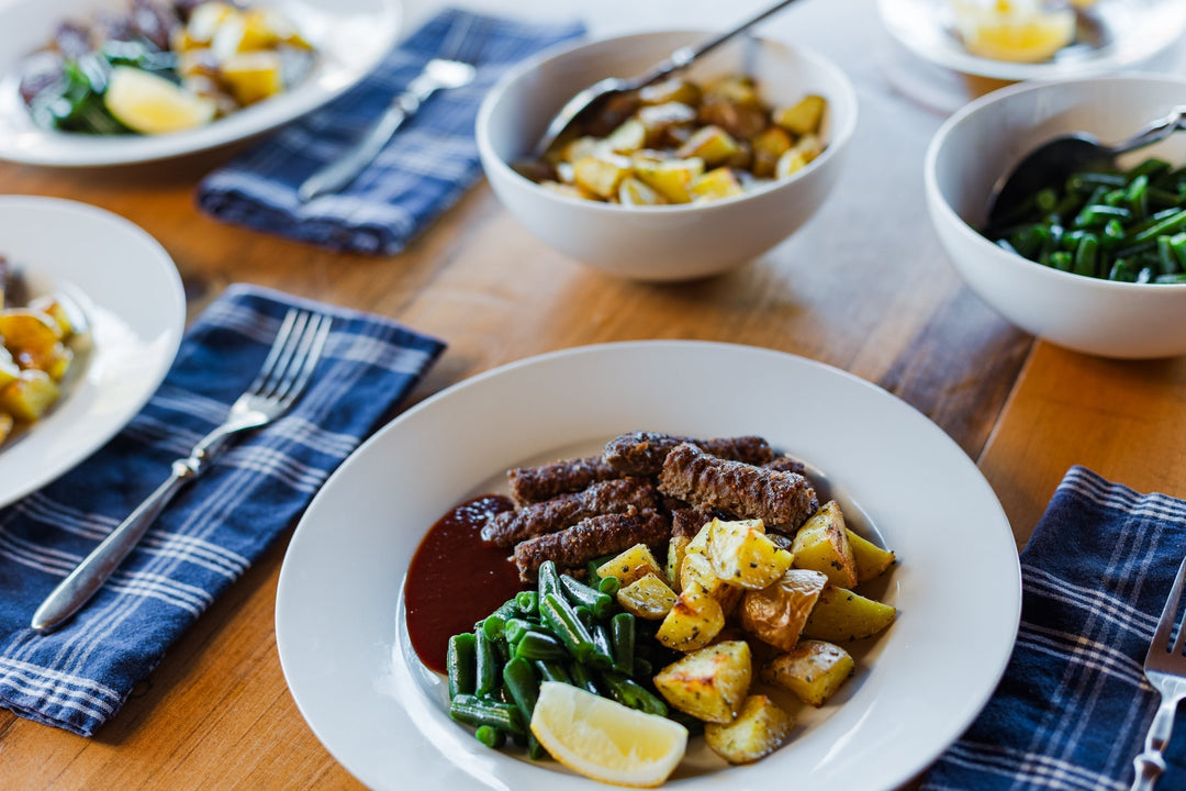 BBQ "Steak" Fingers with Crispy Rosemary Potatoes