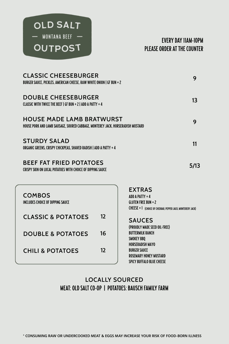 The Outpost Restaurant | Old Salt Helena, Montana – Old Salt Co-op